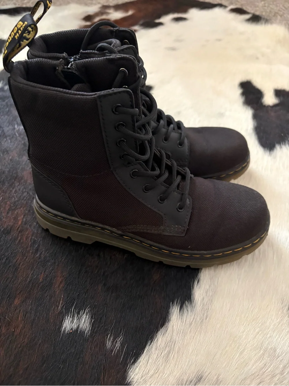 Dr. Martens Kids Black Lace-Up Canvas Combat Boots